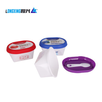 Großhandel 200 ml oval Form Custom Logo IML Packing PP gefrorenen Obstbecher-In-Form-Kennzeichnung Kunststoffbehälter mit Löffel